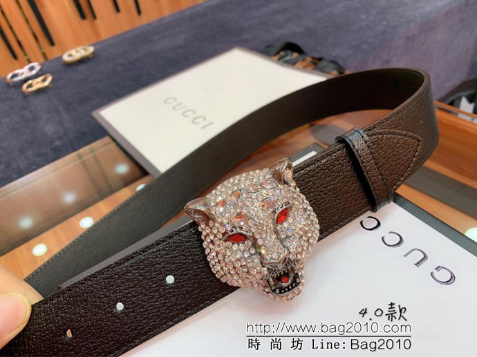 GUCCI古馳 官網爆款 正品規格 原單品質 進口豬皮紋 施華洛水晶滿鑽扣 男女通用 爆款皮帶  xfp1322